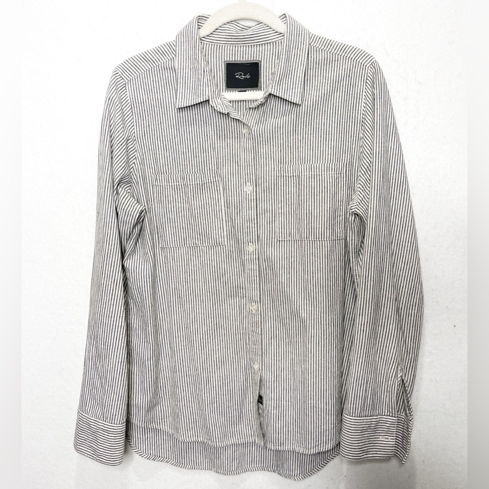Rails Striped 100% Cotton Button Front Long Sleeve Striped Shirt Basic Capsule
